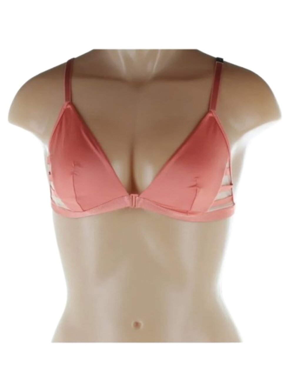 NWT Victoria's Secret Coral Pink Cage Side Front-Clasp Bralette - Size S